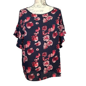 Banana Republic Flutter sleeve Floral Top Size Large Multicolor
